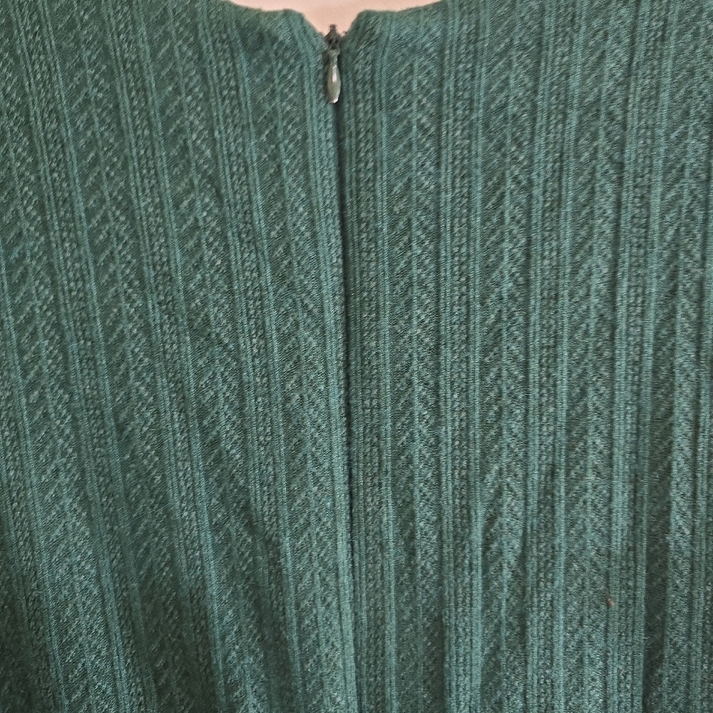 Hutch Colorblock Ribbed Knit Midi Dress Large Deep V-neck Burgundy Hunter Green - Picture 11 of 11